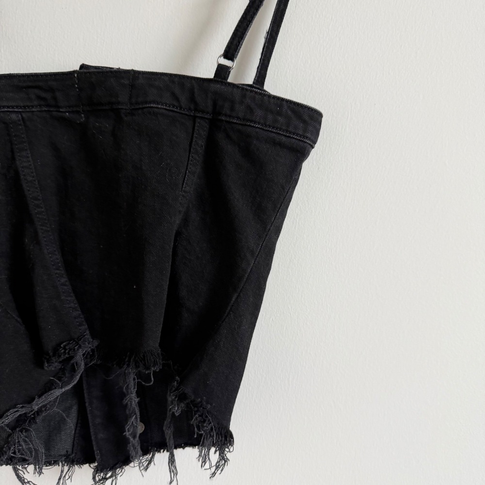 Reformation Black Coco Denim Bustier Top Size 2 - Picture 9 of 9